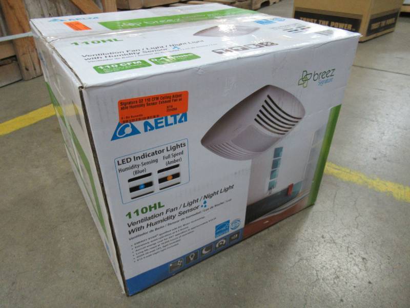 lot 30 image: Breez Signature G2 110HL CFM Ceiling Adjustable Humidity Sensor Exhaust Fan with Night-Light