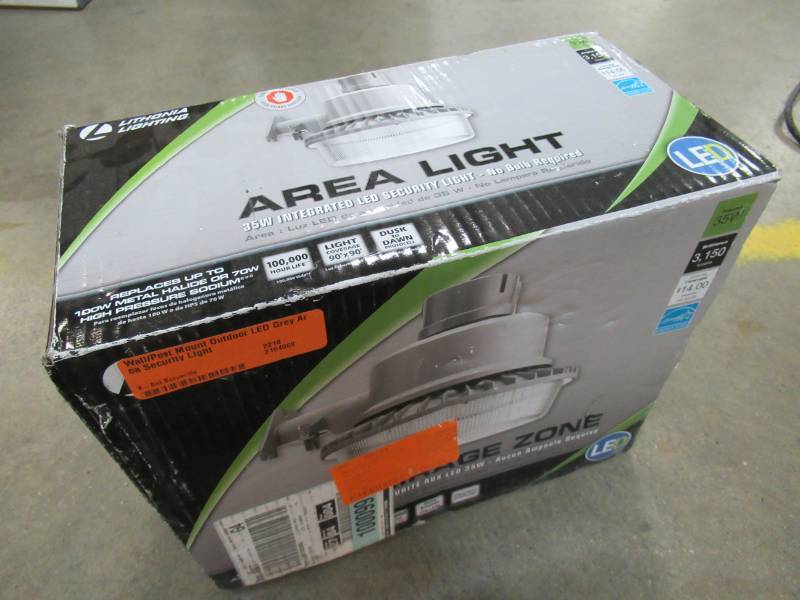 lot 43 image: Lithonia Lighting WallPost Mount Outdoor LED Grey Area Security Light