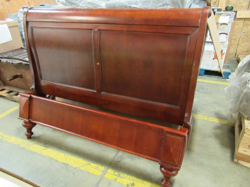 lot 24 image: Solid Wood Queen Sleigh Bed Head and Foot Board.
