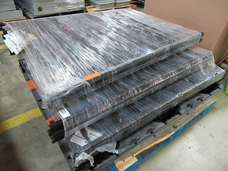lot 130 image: (12) Village Ironsmith Traditional 4 ft. X 32 in. Black Steel Rail Panel