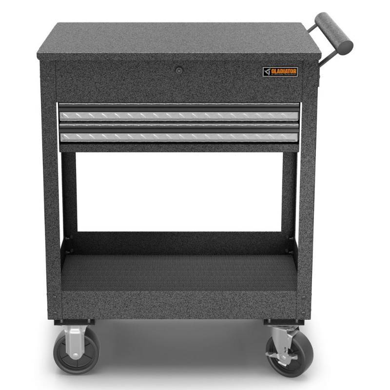 lot 21 image: Gladiator 27 in. 2-Drawer Steel Utility Cart Granite