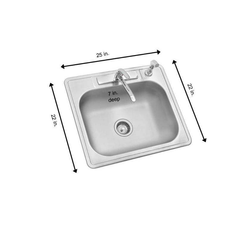 lot 129 image: Glacier Bay All-in-One Drop-In Stainless Steel 25 in. 4-Hole Single Basin Kitchen Sink