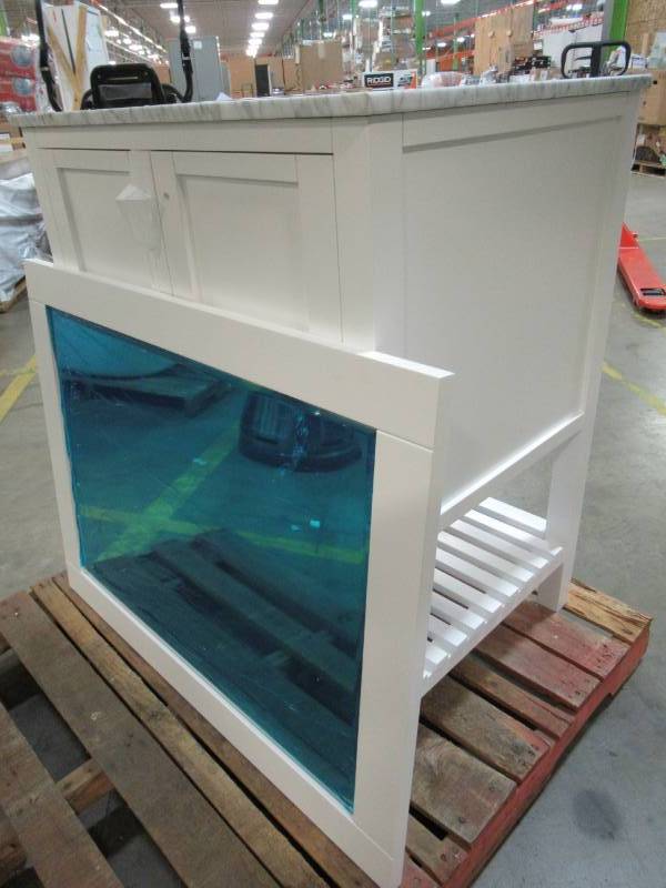 lot 18 image: Vinnova Florence 30 in. W x 22 in. D x 35 in. H Vanity in White with Marble Vanity Top and Basin
