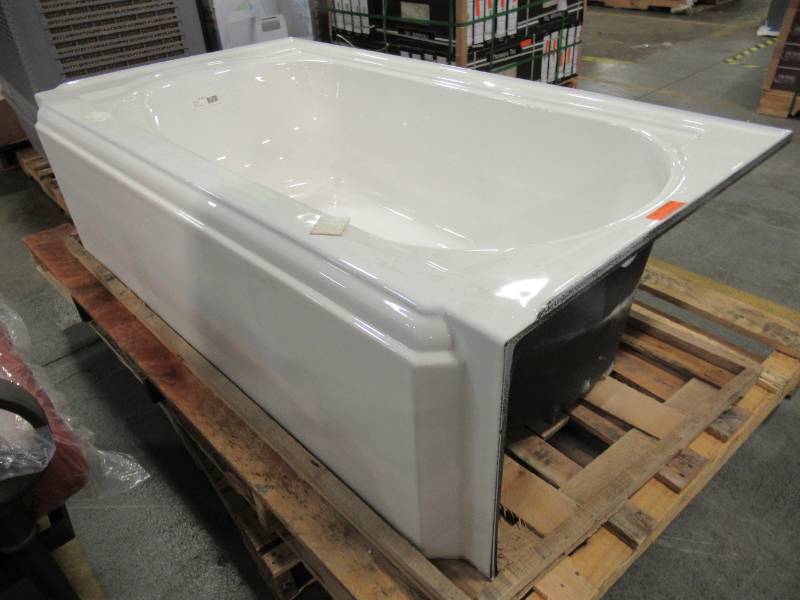 lot 104 image: KOHLER Memoirs 5 ft. Right-Hand Drain Cast Iron Rectangular Alcove Soaking Tub in White