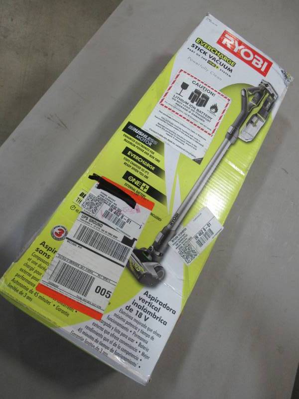 lot 82 image: Ryobi 18-Volt ONE EverCharge Stick Vacuum Cleaner