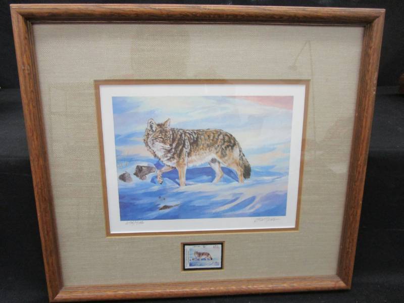 lot 22 image: Wolf Print with waterfowl stamp 475750 17 x 15 Numbered and Signed Print