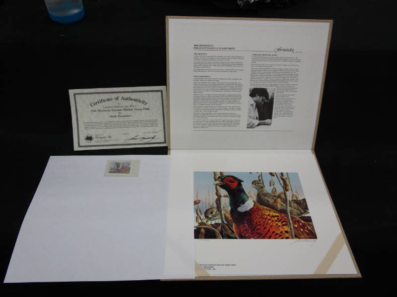lot 30 image: 1984 Minnesota pheasant habitat Stamp and print numbered and signed 43054650