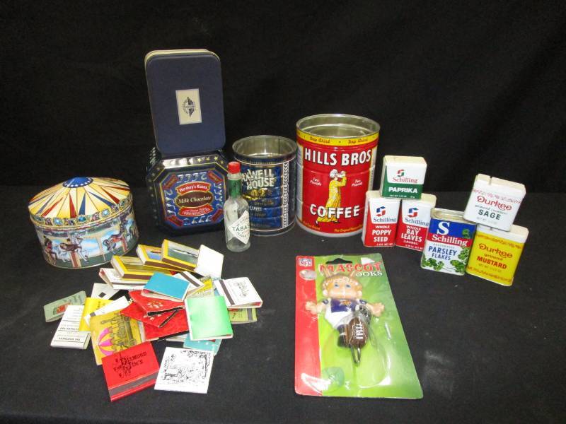 lot 86 image: Misc tins and old Match Books