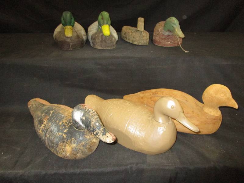 lot 109 image: Wood, Cork and paper Decoys