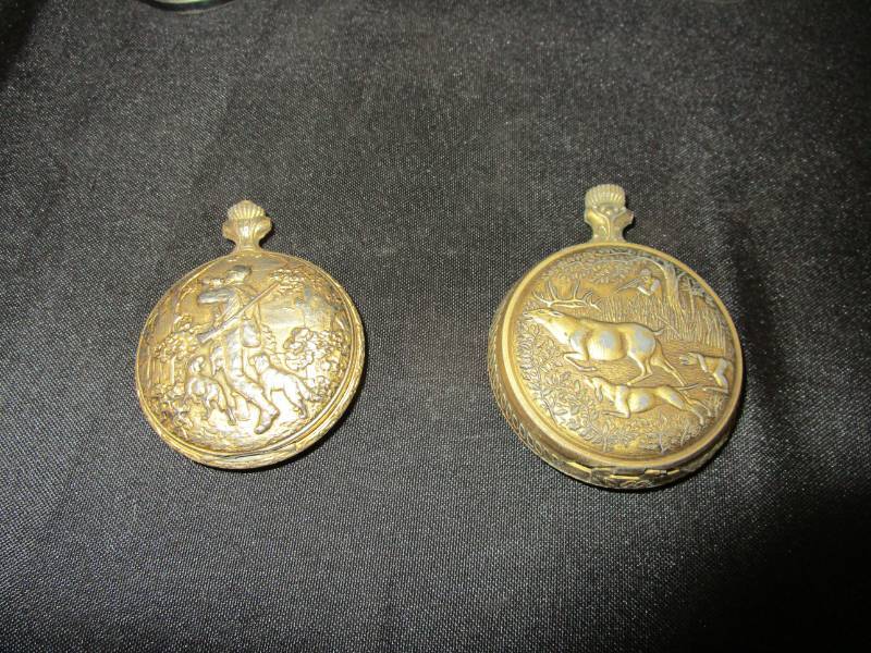 lot 124 image: 2 pocket watches Ever swiss and West Clocx  Made in the USA,Dale Earnhardt Mug, Metal collector car, pewter cream and sugar, coffee pot,