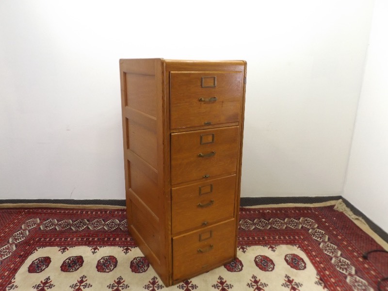 lot 10 image: Antique Solid Oak File Cabinet