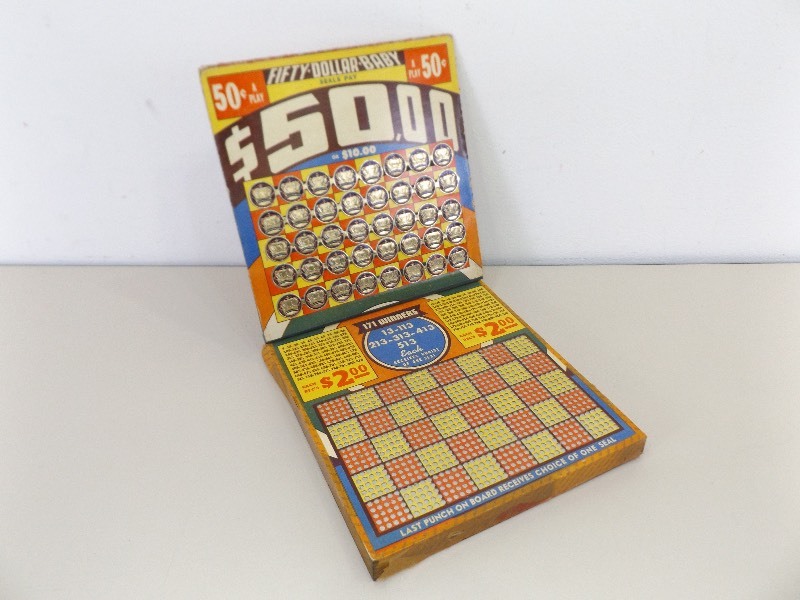 lot 40 image: Vintage Wood Gambling Punch Board