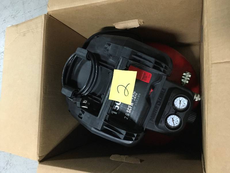 lot 2 image: Porter Cable 6 Gal. 150 PSI Portable Electric Air Compressor used in good working Condition