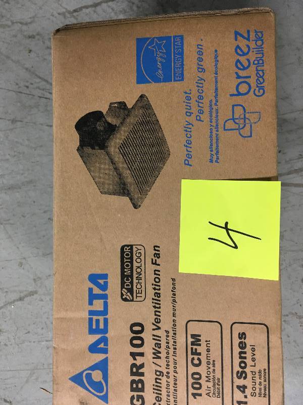 lot 4 image: Delta BreezGren Builder GBR100 100 CFM Exhaust Bath Fan not used