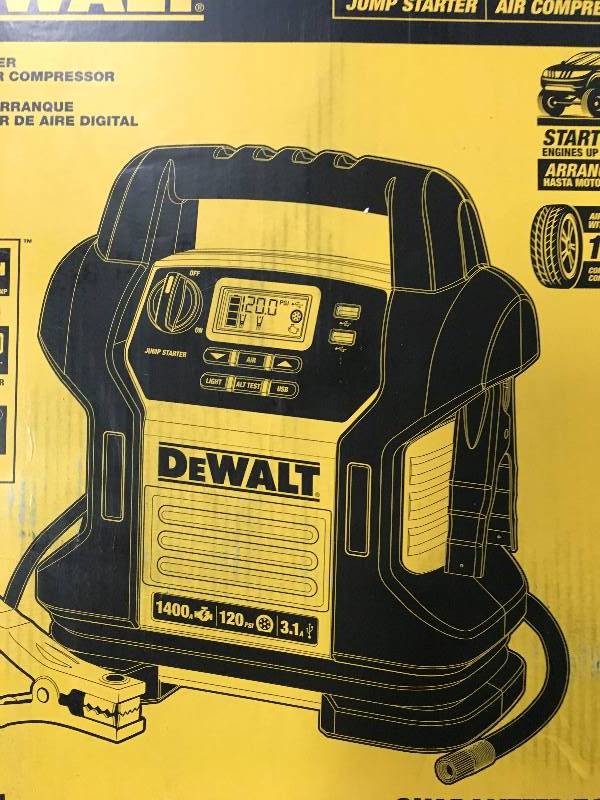 lot 7 image: Dewalt DXAEJ14 Jump Starter and Digital Air Compressor in like new condition