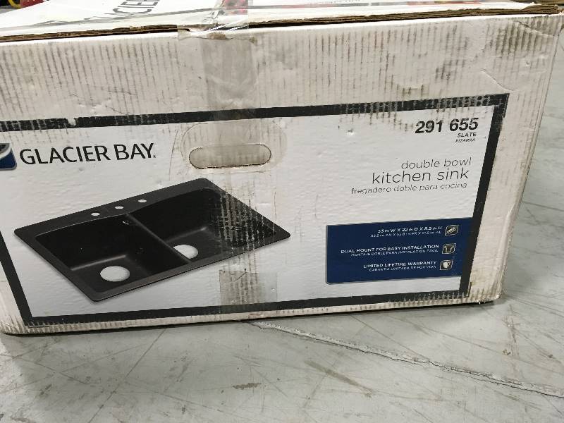 lot 13 image: Glacier Bay Double Bowl Kitchen Sink not used