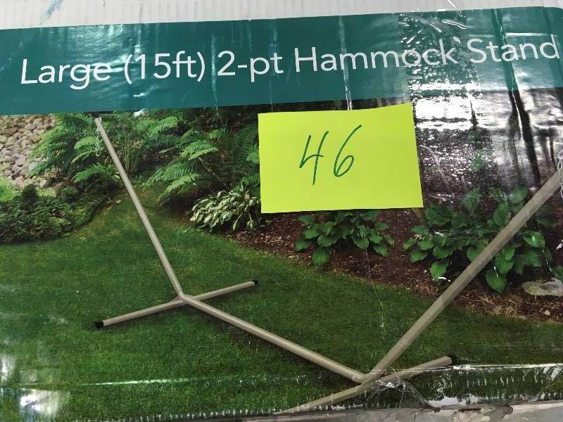 lot 46 image: Large 15FT 2 PT Hammock Stand open box in good condition