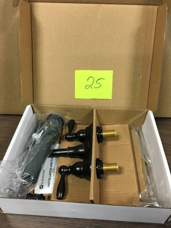 lot 25 image: Glacier Bay Mandouri 4 in. Centerset 2-Handle High-Arc Bathroom Faucet in Bronze open box