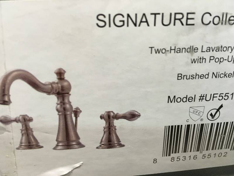 lot 39 image: Ultra Faucets UF55113 2-handle Brushed Nickel Lavatory Faucet With Pop-up Drain not used
