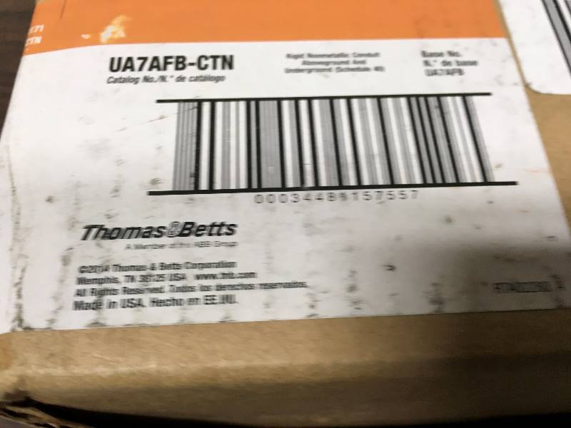 lot 68 image: Carlon box of  1 in. 45° Bell Standard-Radius Elbow not used