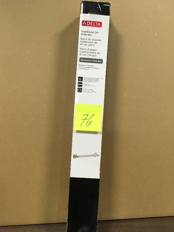 lot 76 image: Delta Traditional 24 in. x 1-14 in. Concealed Screw ADA-Compliant Decorative Grab Bar in Stainless new