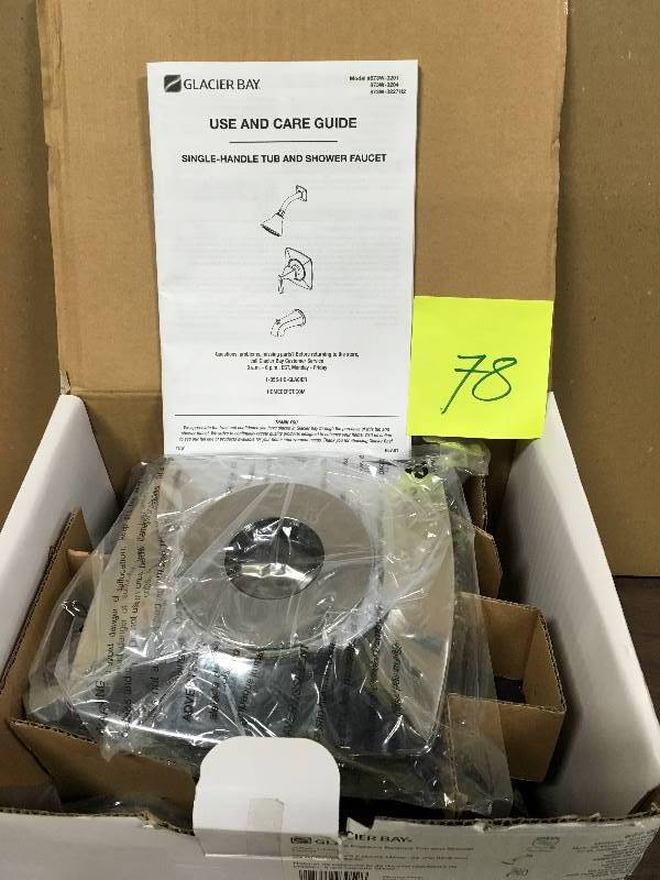 lot 78 image: Glacier Bay Milner Pressure Balanced Single-Handle 1-Spray Tub and Shower Faucet in Chrome not used