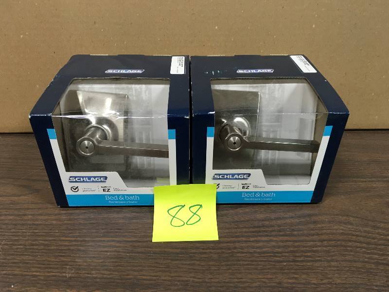 lot 88 image: Lot of 2 New Schlage Lock F40VLAT619CEN Latitude Satin Nickel Privacy Latch