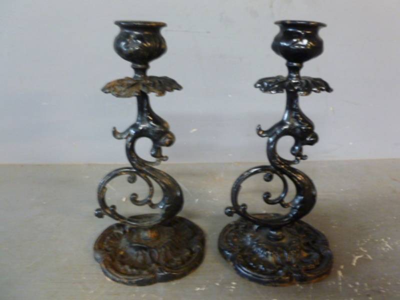 lot 162 image: Cast Iron Candle Stands