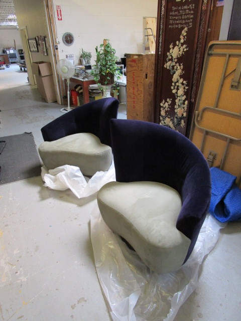lot 110 image: PAIR OF ULTRA MODERN, ULTRA SUEDE CHAIRS