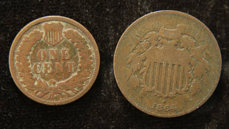 (2) COINS 1883 INDIAN CENT & 1864 TWO CENT PIECE