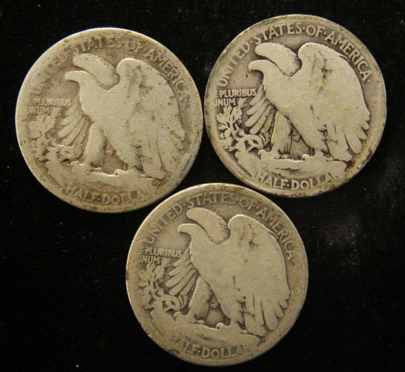 (3) WALKING LIBERTY SILVER HALF DOLLARS 1917 1917-D (OBV) 1917-S (OBV)