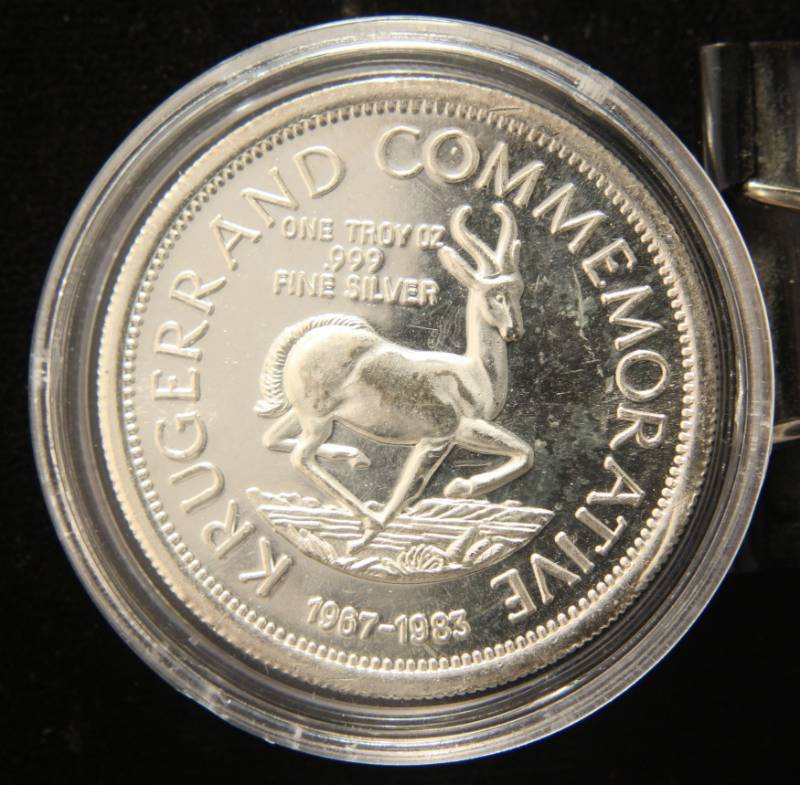 1 TROY OZ. .999 FINE SILVER KRUGERRAND COMMEMORATIVE IN AIRTITE HOLDER