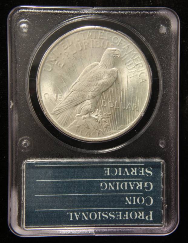 1923 PEACE SILVER DOLLAR MS63 1ST GENERATION PCGS (RATTLER HOLDER)