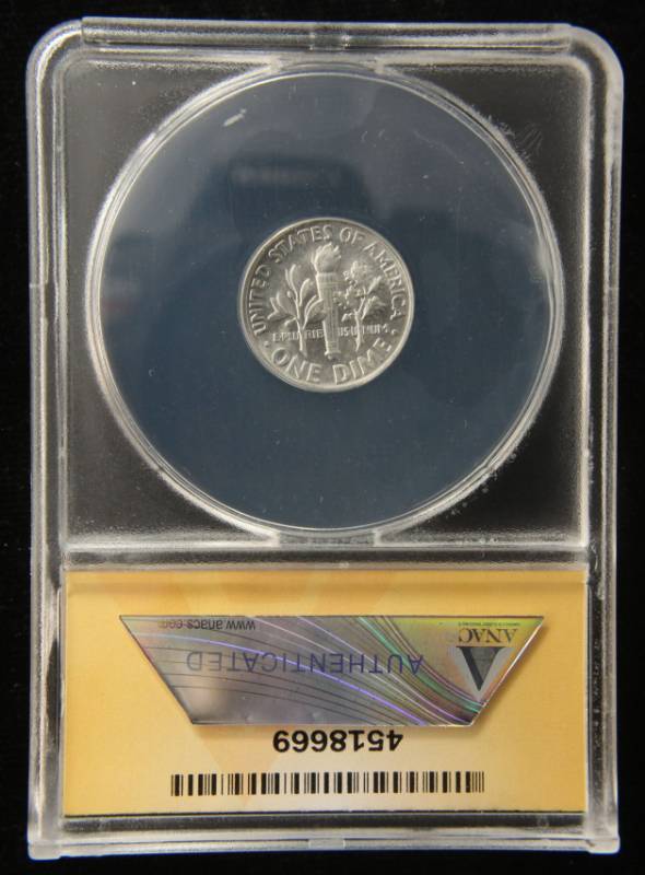 1962 ROOSEVELT DIME MS64 FSB ANACS