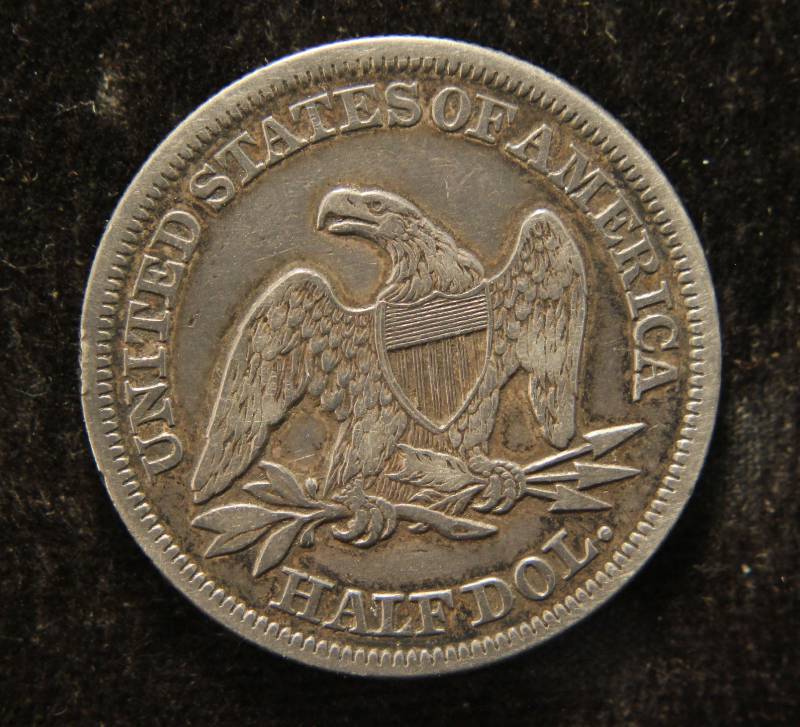 1854 ARROWS US SEATED LIBERTY SILVER HALF DOLLAR XF