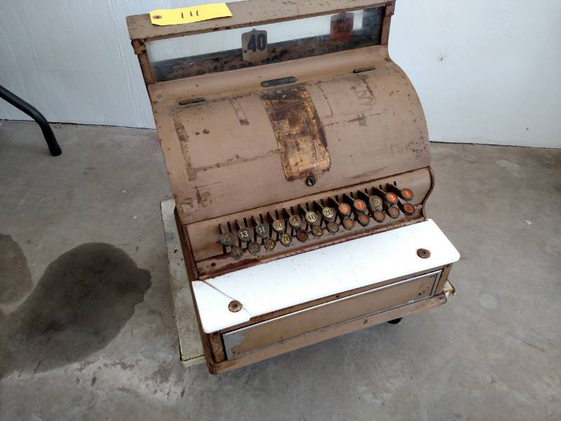 lot 111 image: Vintage Cash Register, Cart Not Inc...