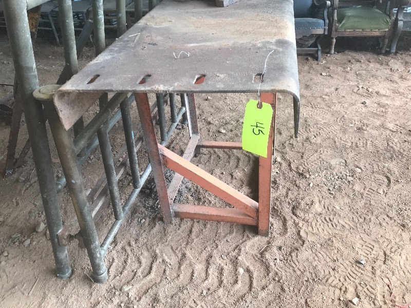 lot 45 image: STEEL SHOP TABLE