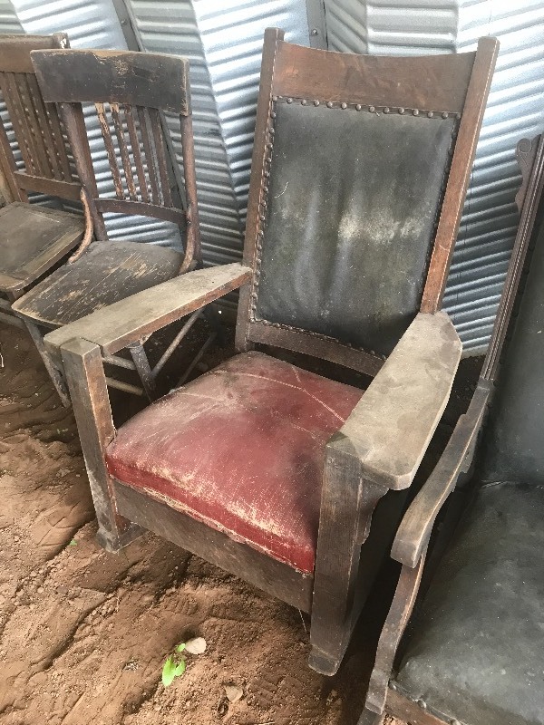 lot 64 image: 4 OLD OAK FRAME ROCKING CHAIRS