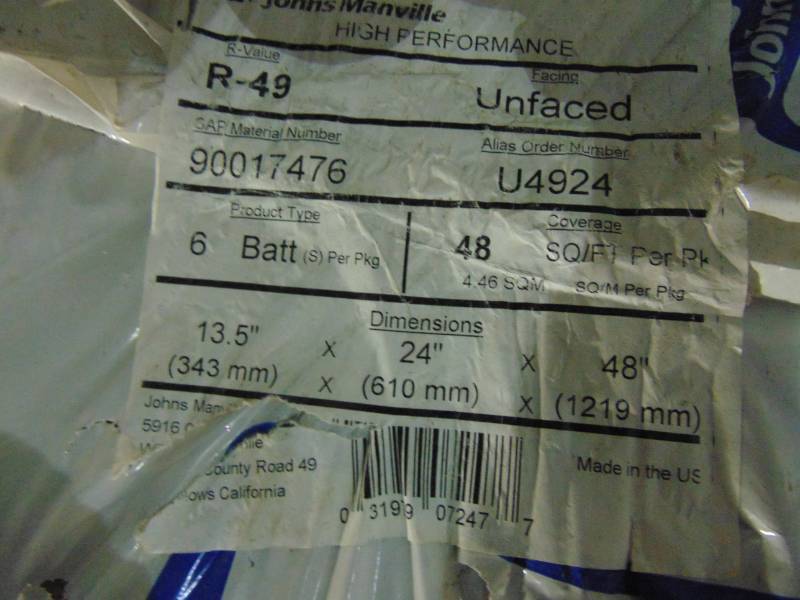 lot 75 image: Bag Of R-49 Insulation