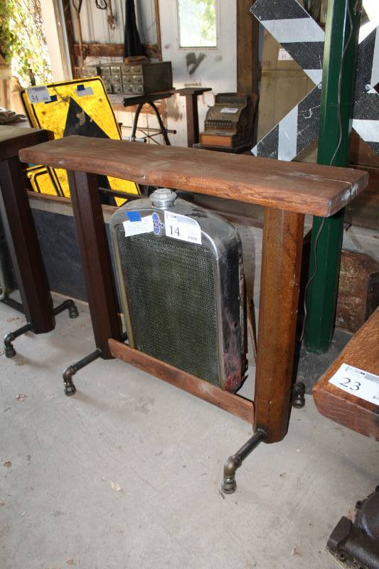 lot 14 image: 1930s Chevrolet Radiator Steam Punk Custom Side Table