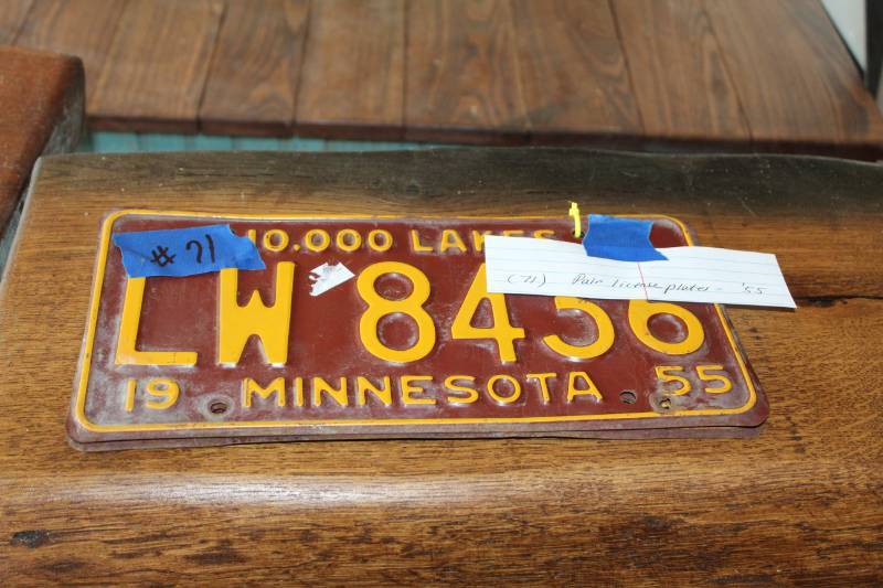 lot 79 image: A Pair of 1955 Minnesota License Plate Number LW8436