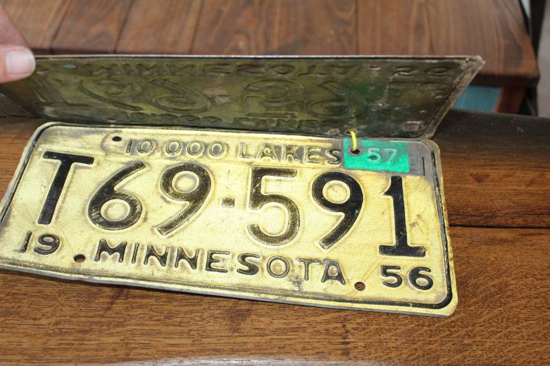 lot 80 image: A Pair of 1956 Minnesota License Plate Number T69591