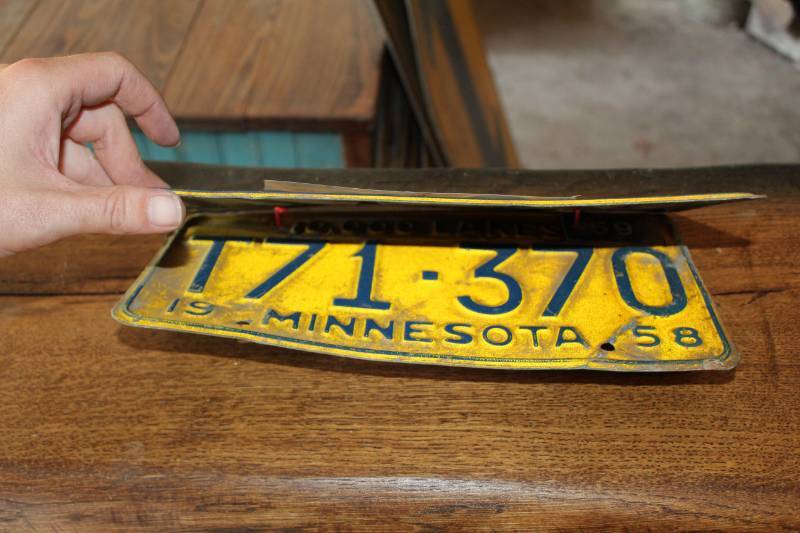 lot 81 image: A Pair of 1958 Minnesota License Plate Number T71370