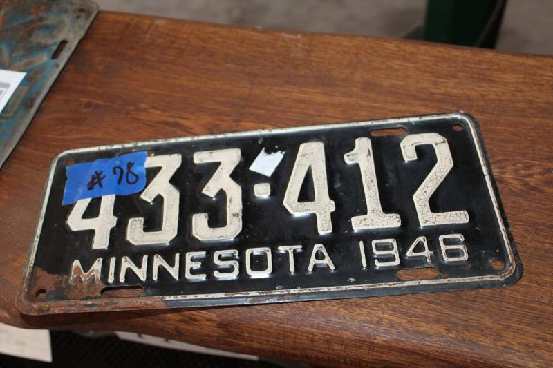lot 86 image: A Pair of 1946 Minnesota License Plate Number 433412