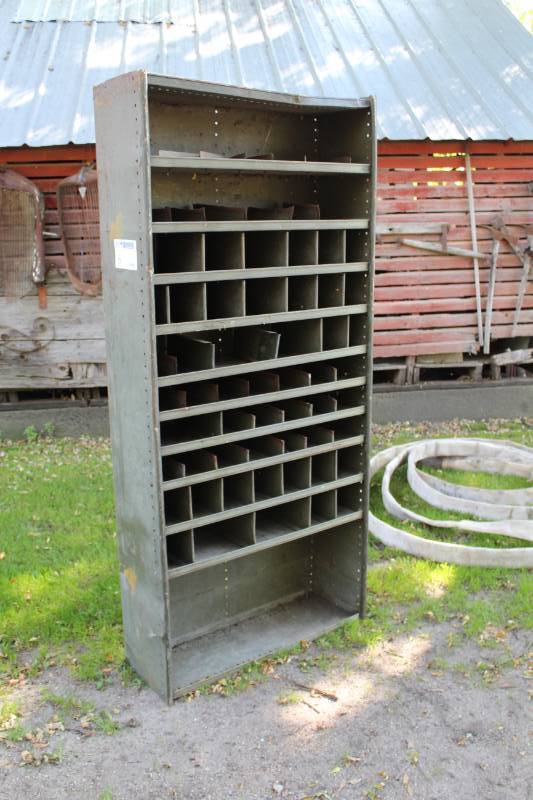 lot 6 image: Metal Parts Organizer Shelving Cabinet
