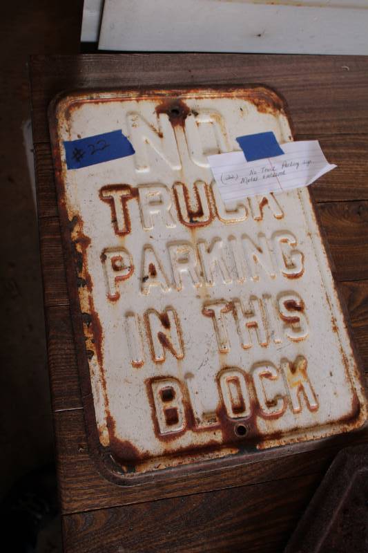lot 29 image: No Truck Parking Metal Embossed Street Sign