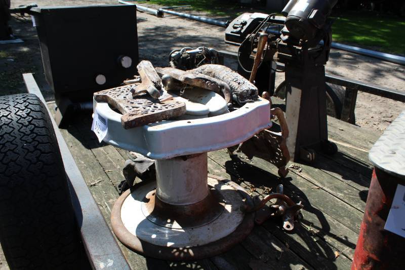 lot 102 image: Cast Iron Barbers Chair Parts