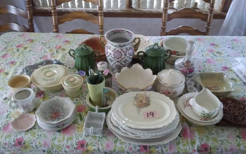 lot 19 image: Large Lot Of Vintage Dishes, Decanter, Vase