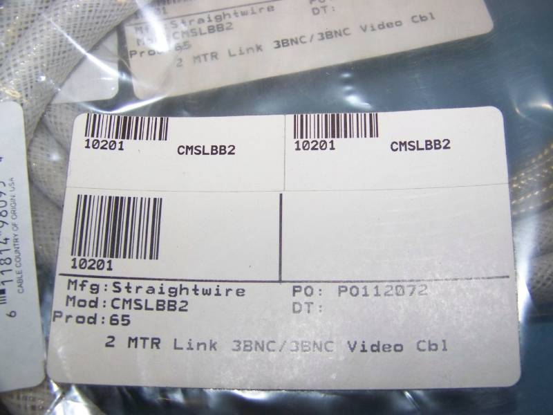 Straightwire, BNCRCA Cables - NEW in packaging