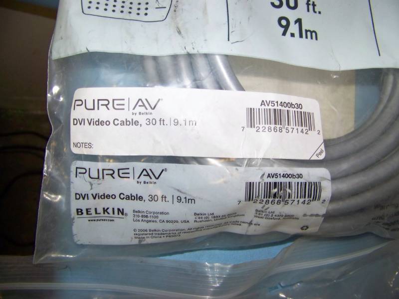 Pure AV by Belkin, DVI and HDMI-to-DVI Video Cables - NEW in packaging